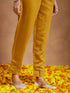 Janasya Women's Mustard Silk Blend Embroidered Straight Kurta Set